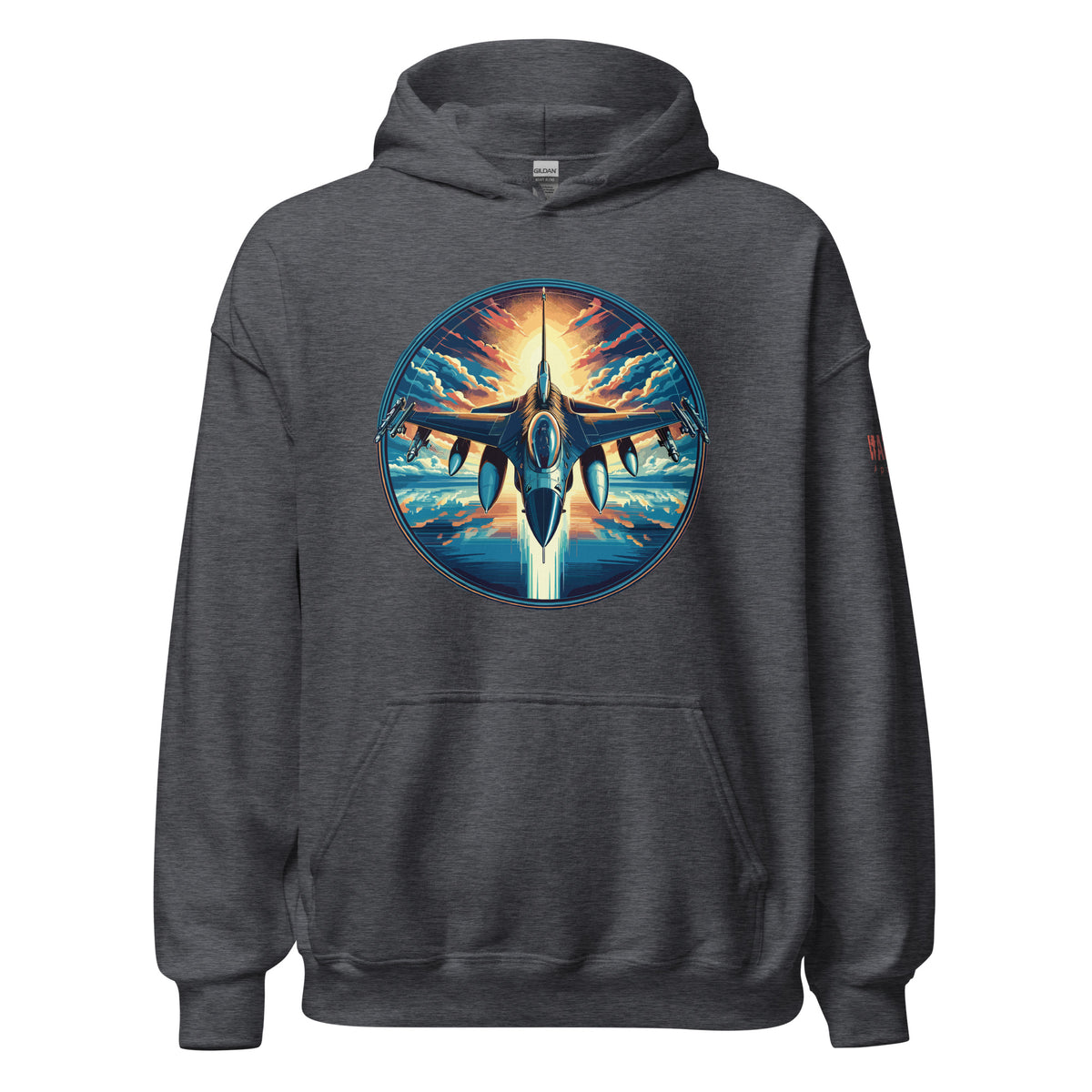 46.99 F-16 Fighting Falcon Unisex Hoodie WarTex Apparel Dark-Heather-5XL