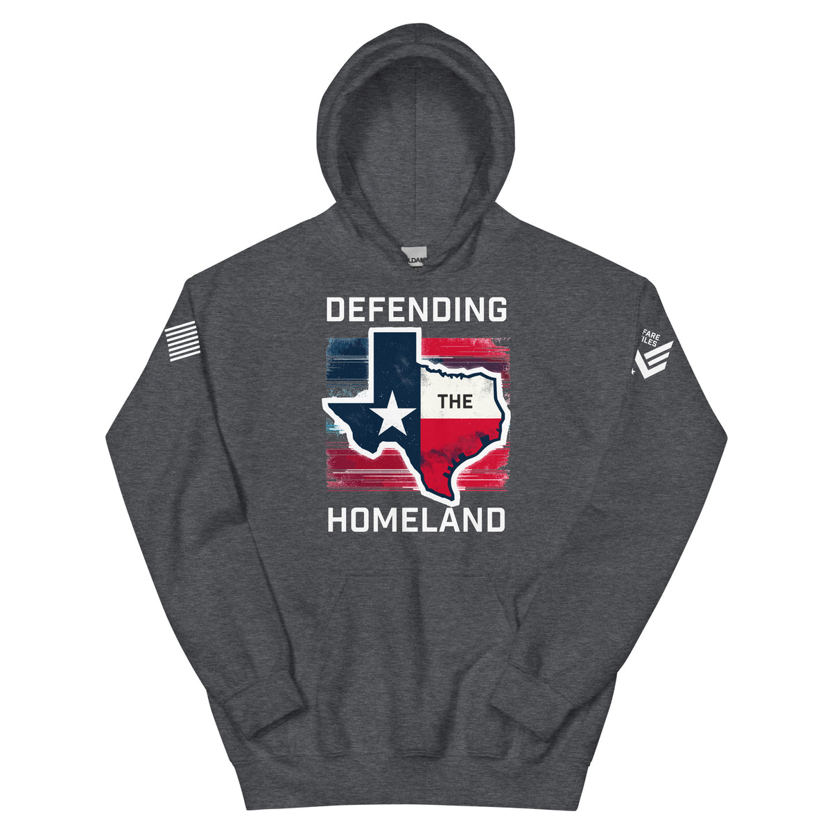 45.99 Texas: Defending the Homefront Unisex Hoodie WarTex Apparel Dark-Heather-5XL