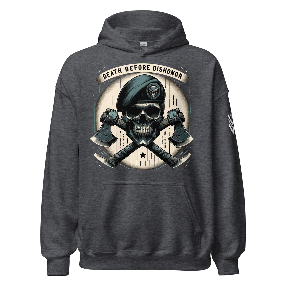 41.07 Death Before Dishonor Unisex Hoodie WarTex Apparel Dark-Heather-5XL