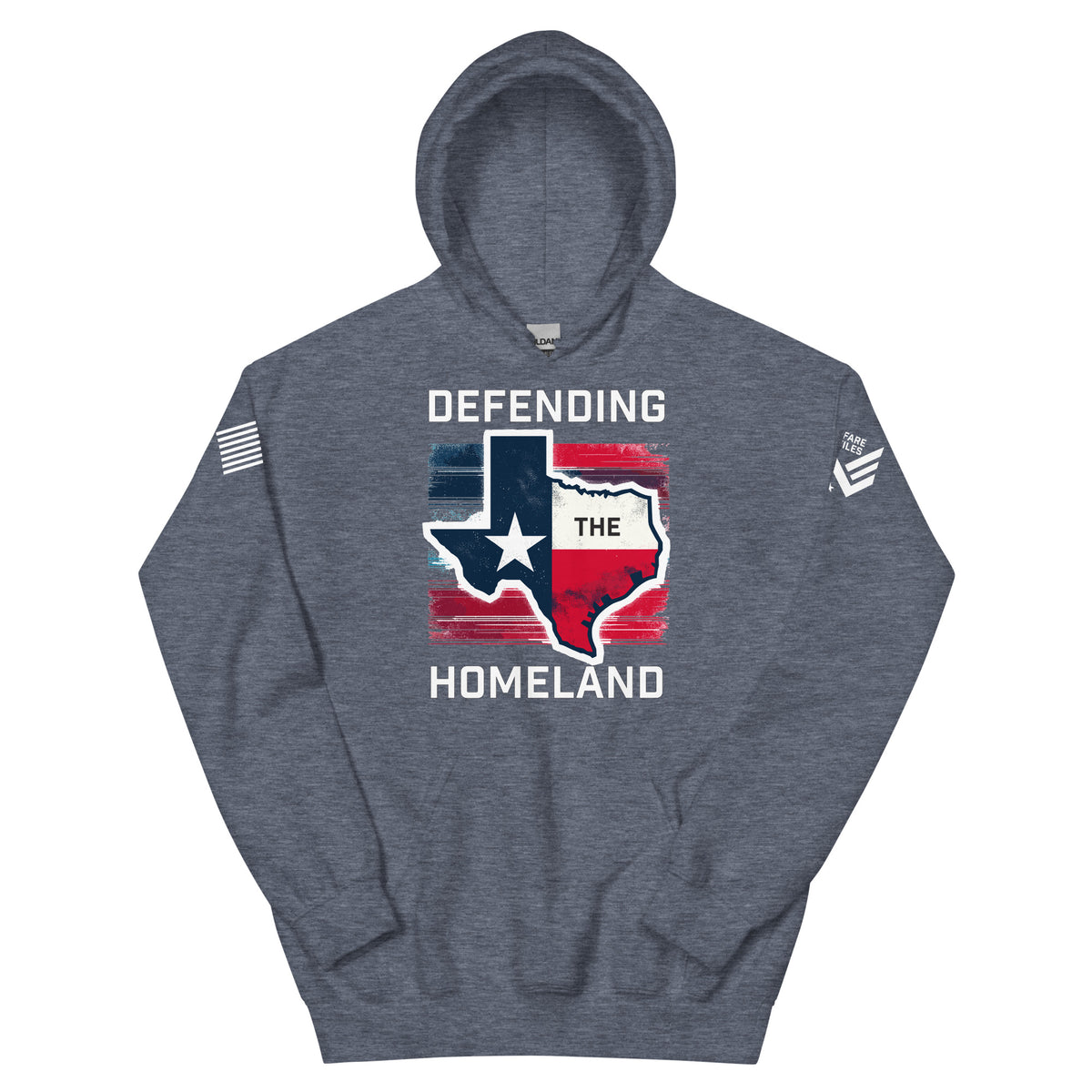 43.99 Texas: Defending the Homefront Unisex Hoodie WarTex Apparel Heather-Sport-Dark-Navy-3XL