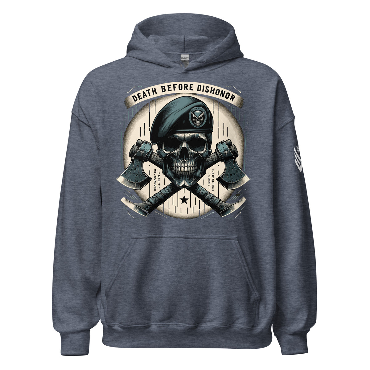 37.92 Death Before Dishonor Unisex Hoodie WarTex Apparel Heather-Sport-Dark-Navy-3XL