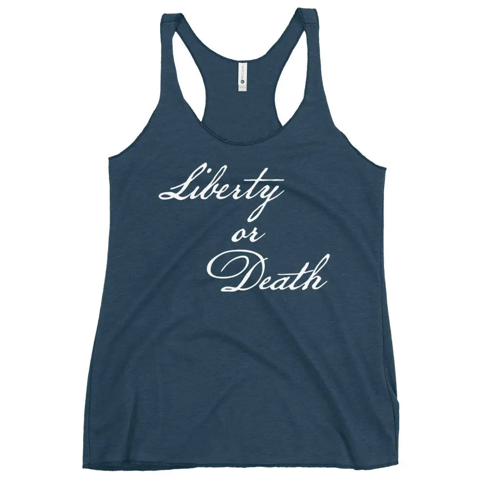 24.99 "Liberty or Death" Women's Racerback Tank WarTex Apparel Indigo-XL