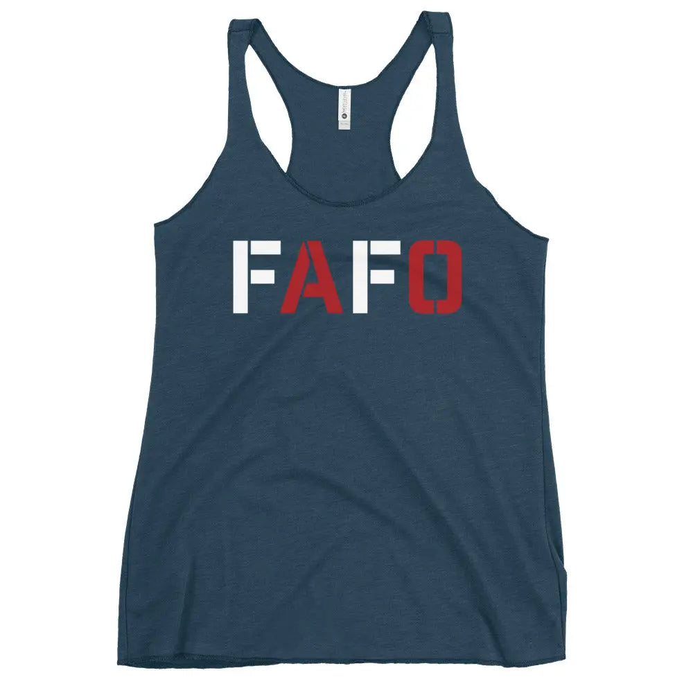 24.99 "FAFO" Women's Racerback Tank WarTex Apparel Indigo-XL