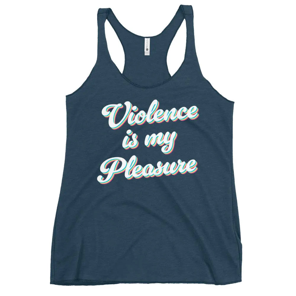 24.99 "Violence is my Pleasure" Women's Racerback Tank Top WarTex Apparel Indigo-XL