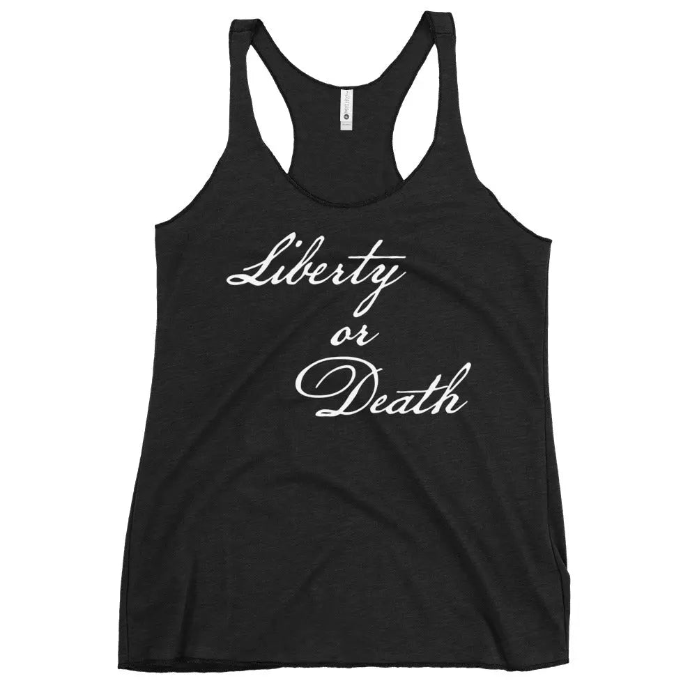 24.99 "Liberty or Death" Women's Racerback Tank WarTex Apparel Vintage-Black-XL