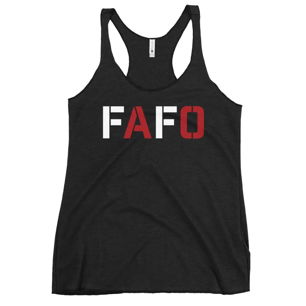 24.99 "FAFO" Women's Racerback Tank WarTex Apparel Vintage-Black-XL