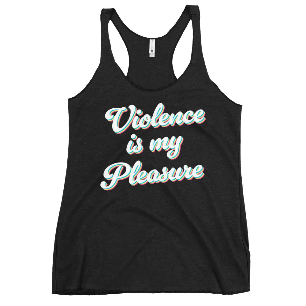 24.99 "Violence is my Pleasure" Women's Racerback Tank Top WarTex Apparel Vintage-Black-XL