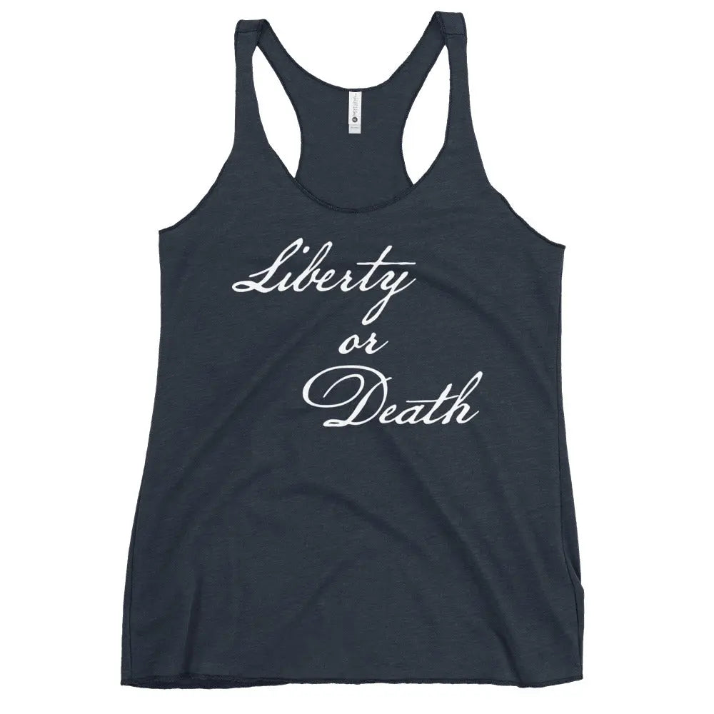 24.99 "Liberty or Death" Women's Racerback Tank WarTex Apparel Vintage-Navy-XL