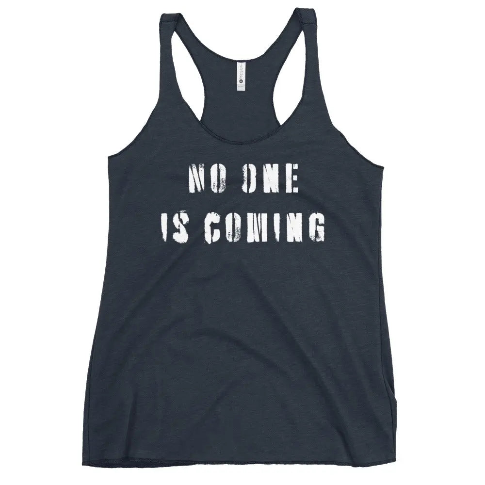 24.99 "No One is Coming" Women's Racerback Tank WarTex Apparel Vintage-Navy-XL