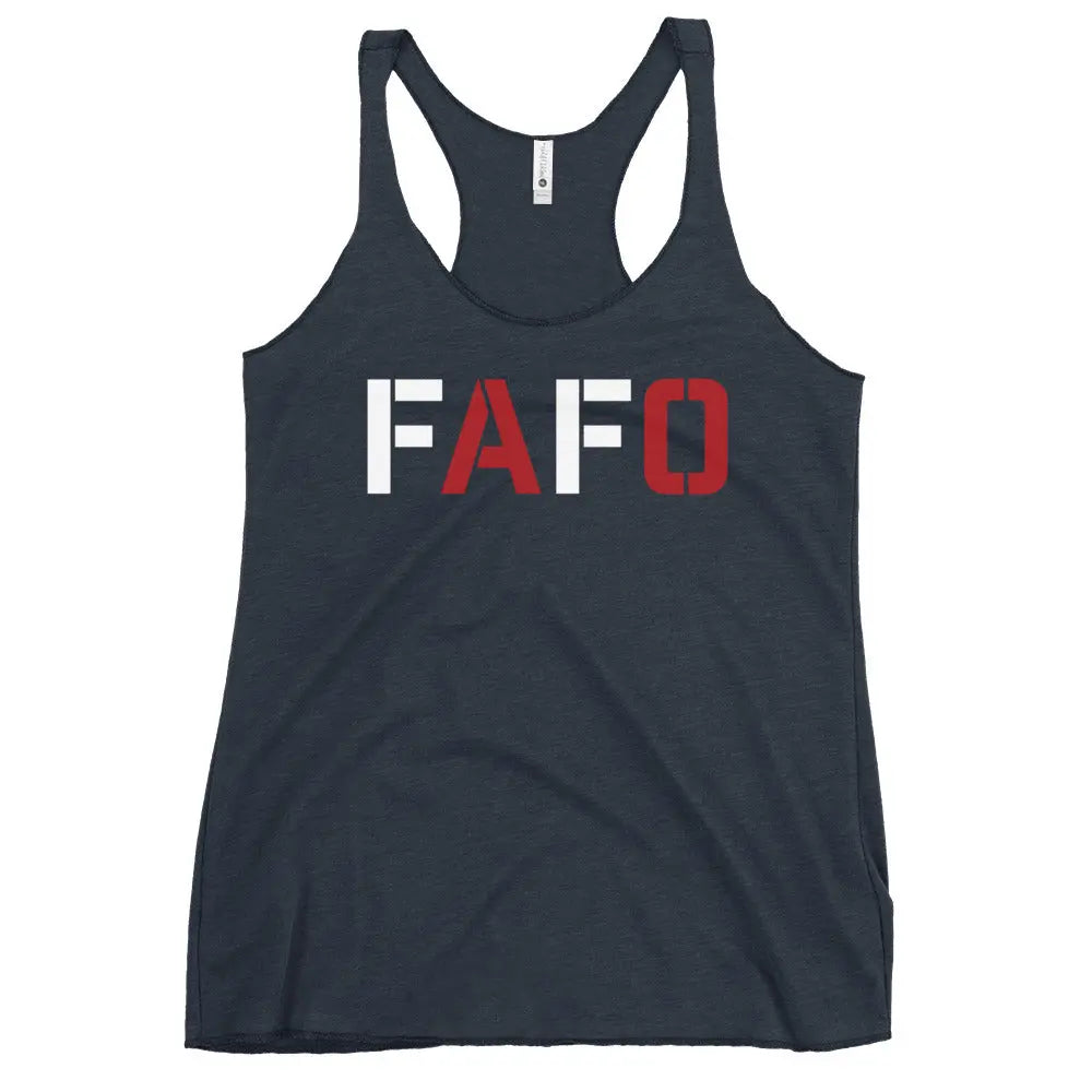 24.99 "FAFO" Women's Racerback Tank WarTex Apparel Vintage-Navy-XL