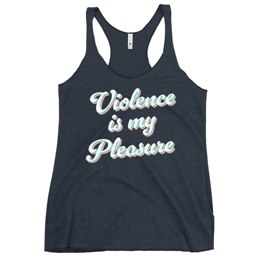 24.99 "Violence is my Pleasure" Women's Racerback Tank Top WarTex Apparel Vintage-Navy-XL